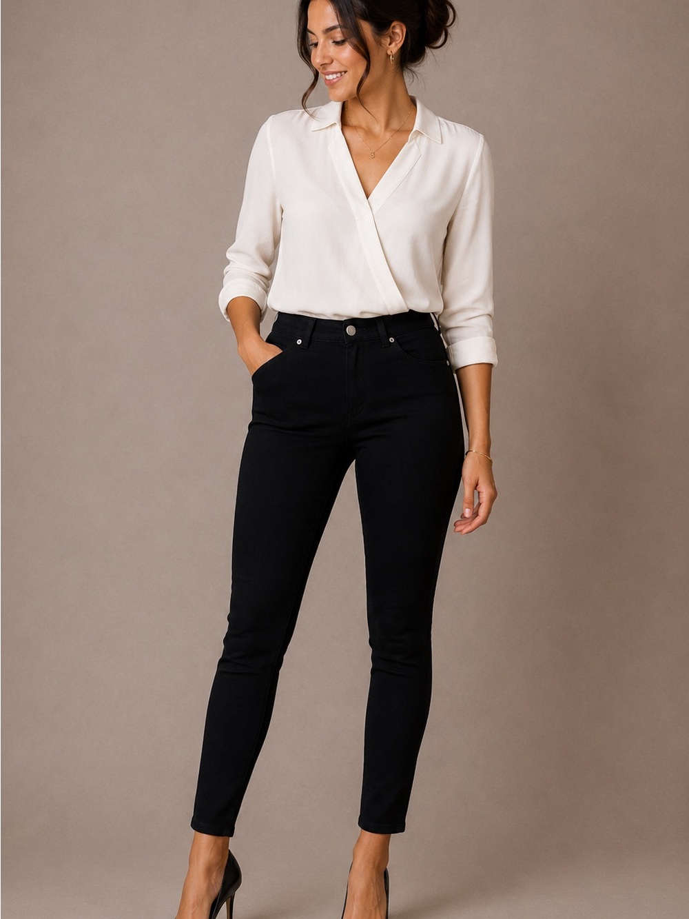 High-Rise Skinny Jeans for Women — Black